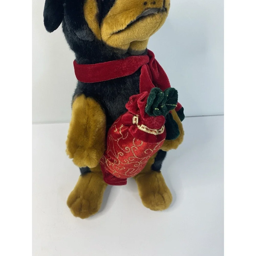 E &‎ J Classic Rottweiler Plush Stuffed Animal Christmas Hat Holiday Realistic